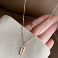 Gold Interlocking Paperclip Link Necklace – Crystal Pavé Accent Pendant