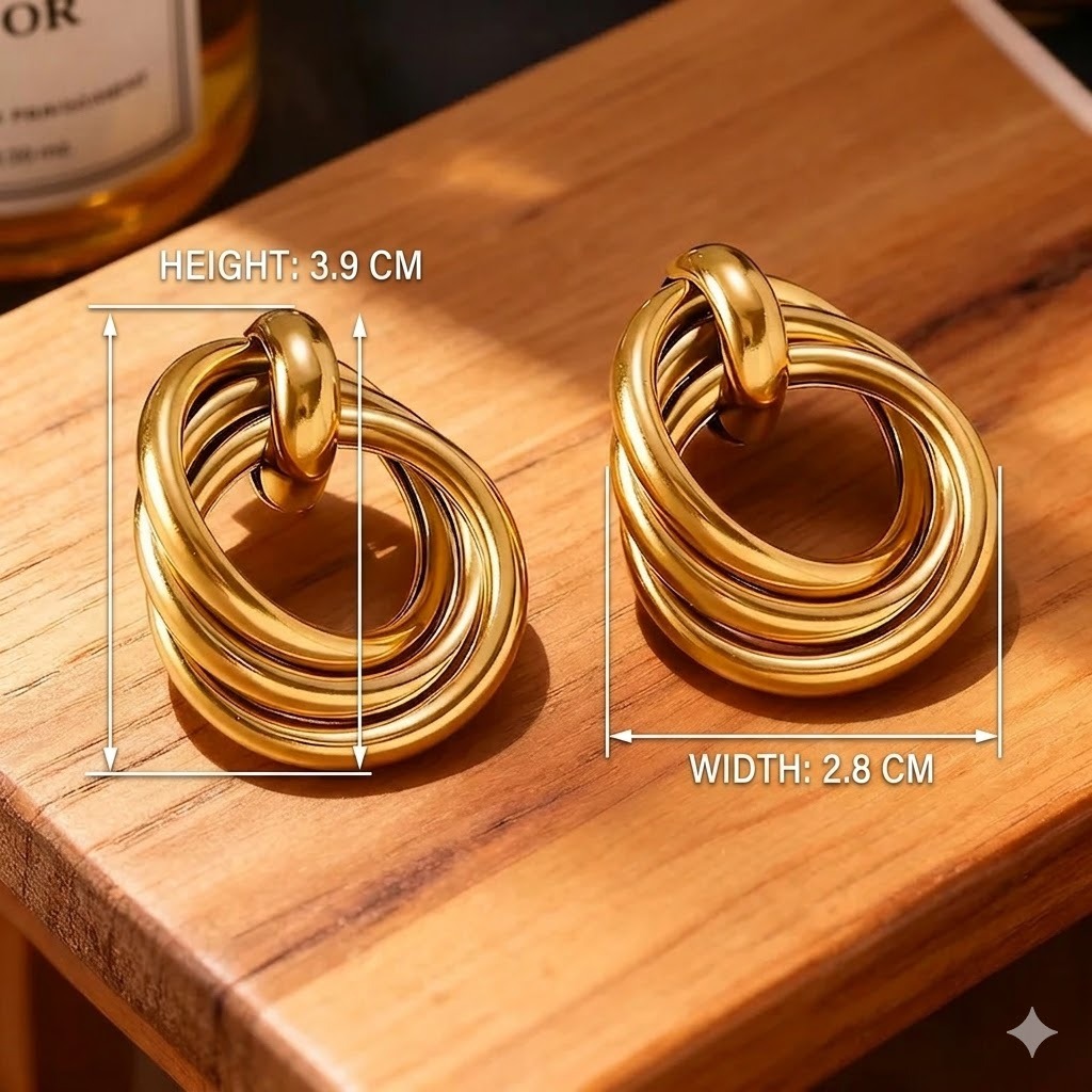 Luxury 18K Gold Plated Intertwined Hoop Earrings