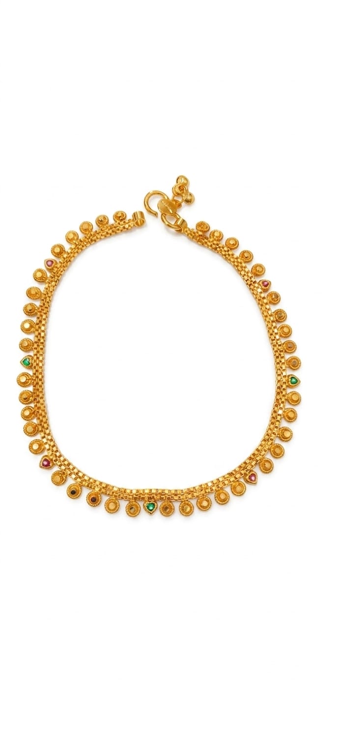 Elegant Gold-Plated Traditional Anklets Pair – Ethnic Indian Anklets - Trendymus