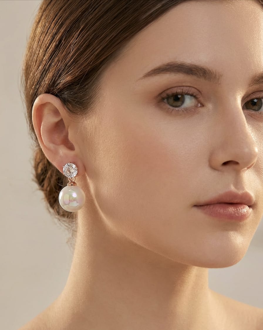 Crystal & Rainbow Pearl Drops, Iridescent Pearl Dangles, Holographic Drop Earrings.