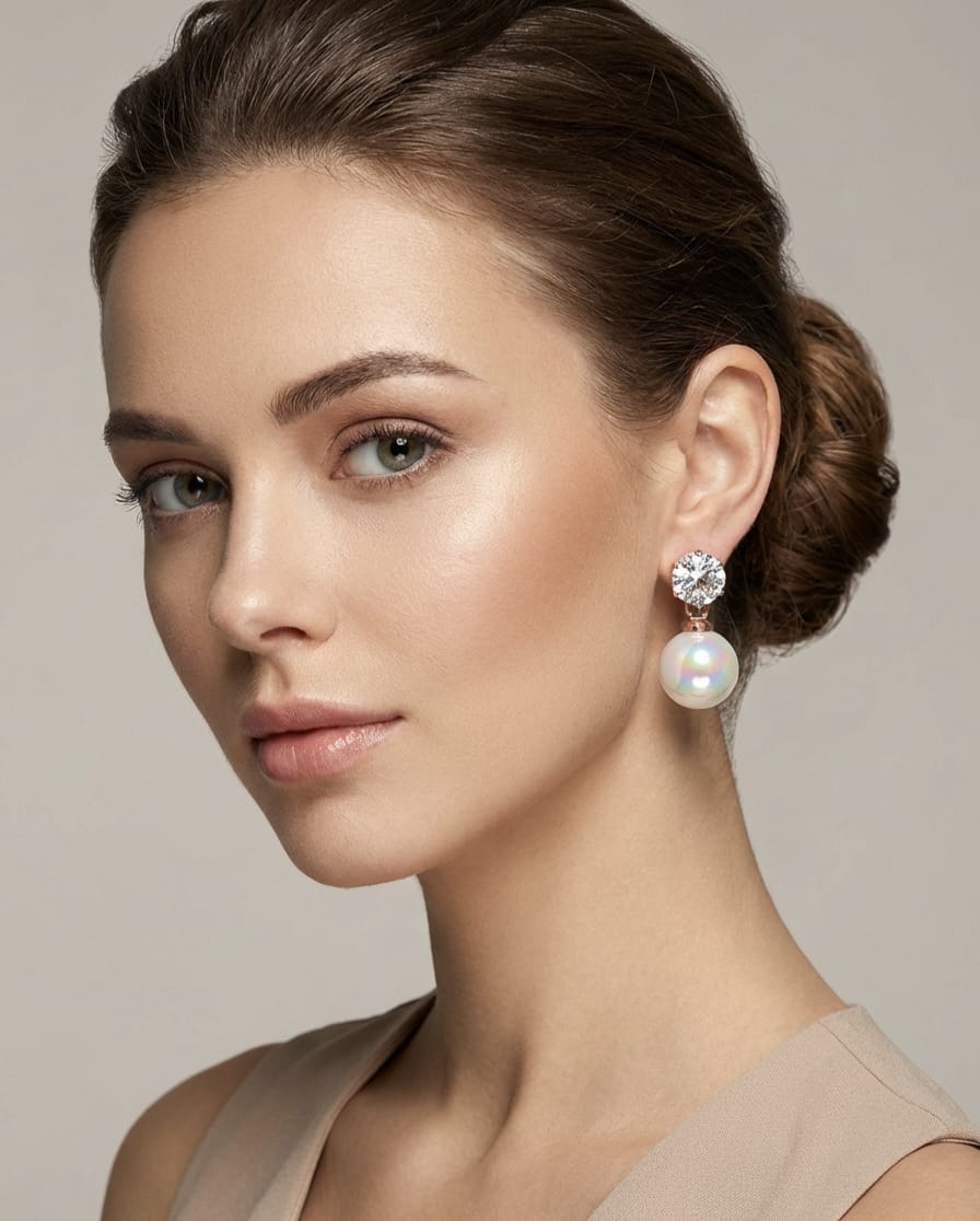Crystal & Rainbow Pearl Drops, Iridescent Pearl Dangles, Holographic Drop Earrings.