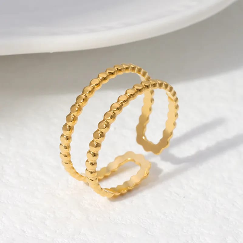 The Parallel Muse - Double Band Gold Ring - Minimalist Design