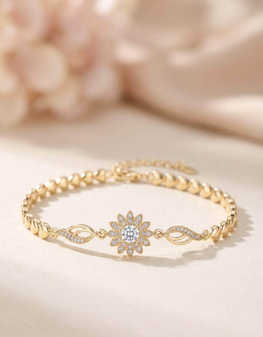 Golden Sunflower Radiance Crystal Bracelet – Sunflower Bracelet & Gold Sunflower Bracelet for Women
