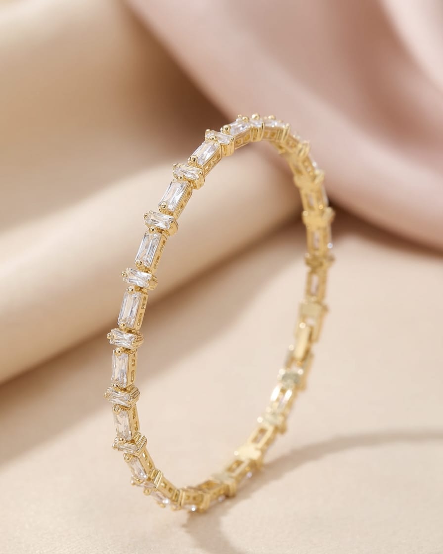 Timeless Gold-Tone Baguette Crystal Tennis Bracelet – Crystal Tennis Bracelet & Gold Tennis Bracelet