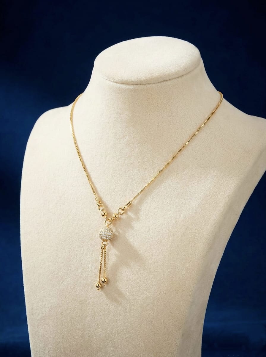 The Lumina Pendant Gold Crystal Drop - Y Drop Tassel Necklace - Trendymus
