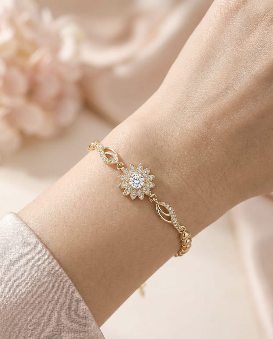 Golden Sunflower Radiance Crystal Bracelet – Sunflower Bracelet & Gold Sunflower Bracelet for Women