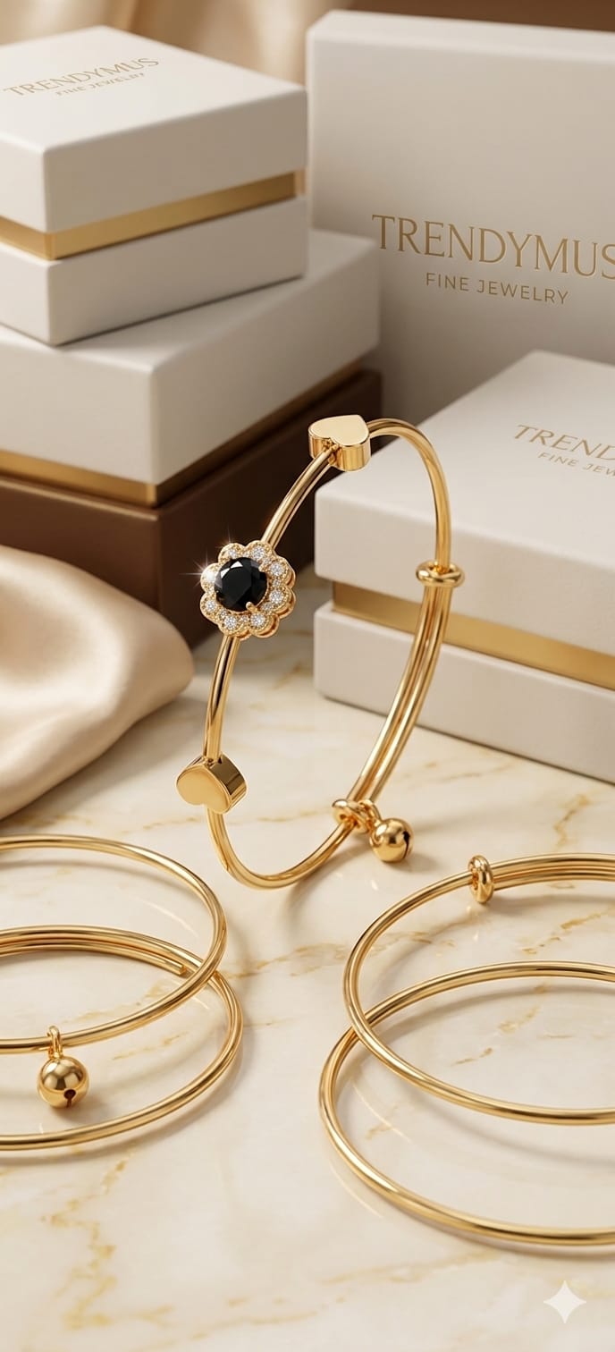 Elegant Luxe Flora Floral Gold Bracelet with Onyx Black Stone Detailing - Gold Floral Bracelet for Women