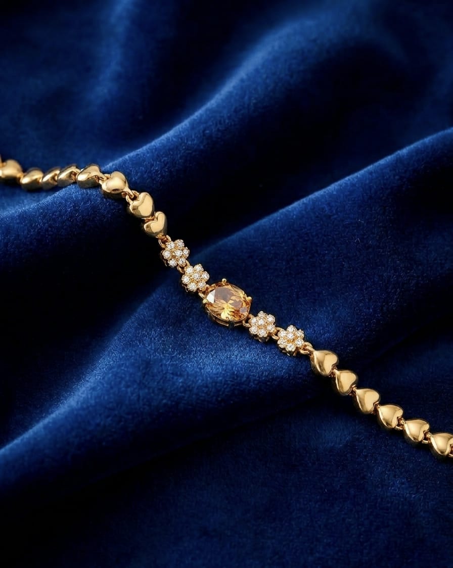 Elegant The Seraphina Heritage Suite Set (2 pcs) Bold Gold Heart Bracelet Set with Bold Floral Crystal Detailing - Vintage Luxury Bracelet Set for Women