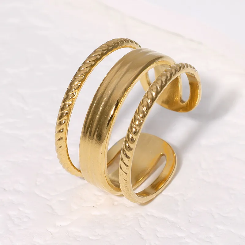 The ​Golden Meridian Ring - Triple Band Gold Statement Ring