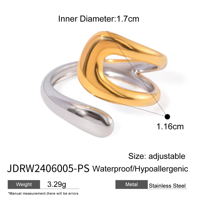 The Fusion Band - Adjustable Two Tone Geometric Statement Ring for Women